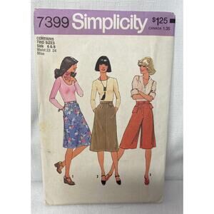 Lot of 2  Vintage Sewing Patterns Skirt Culottes Sizes 6-10
